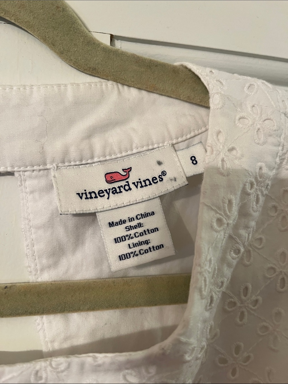 Vineyard Vines White Eyelet Sleeveless A-Line Mini Dress - Picture 3 of 3